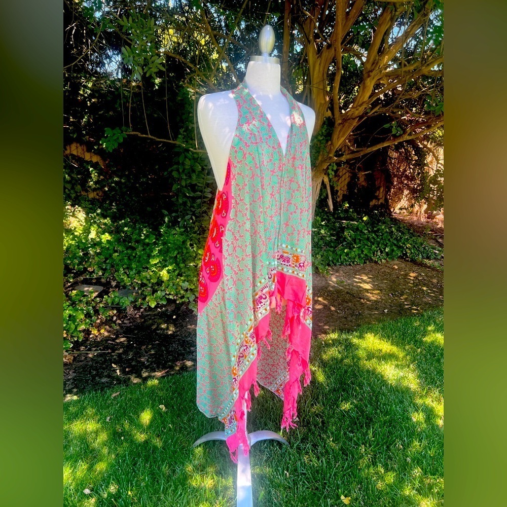 Pink and Green Women's Top